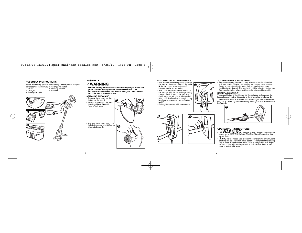 Warning | Black & Decker NST1024 User Manual | Page 5 / 25