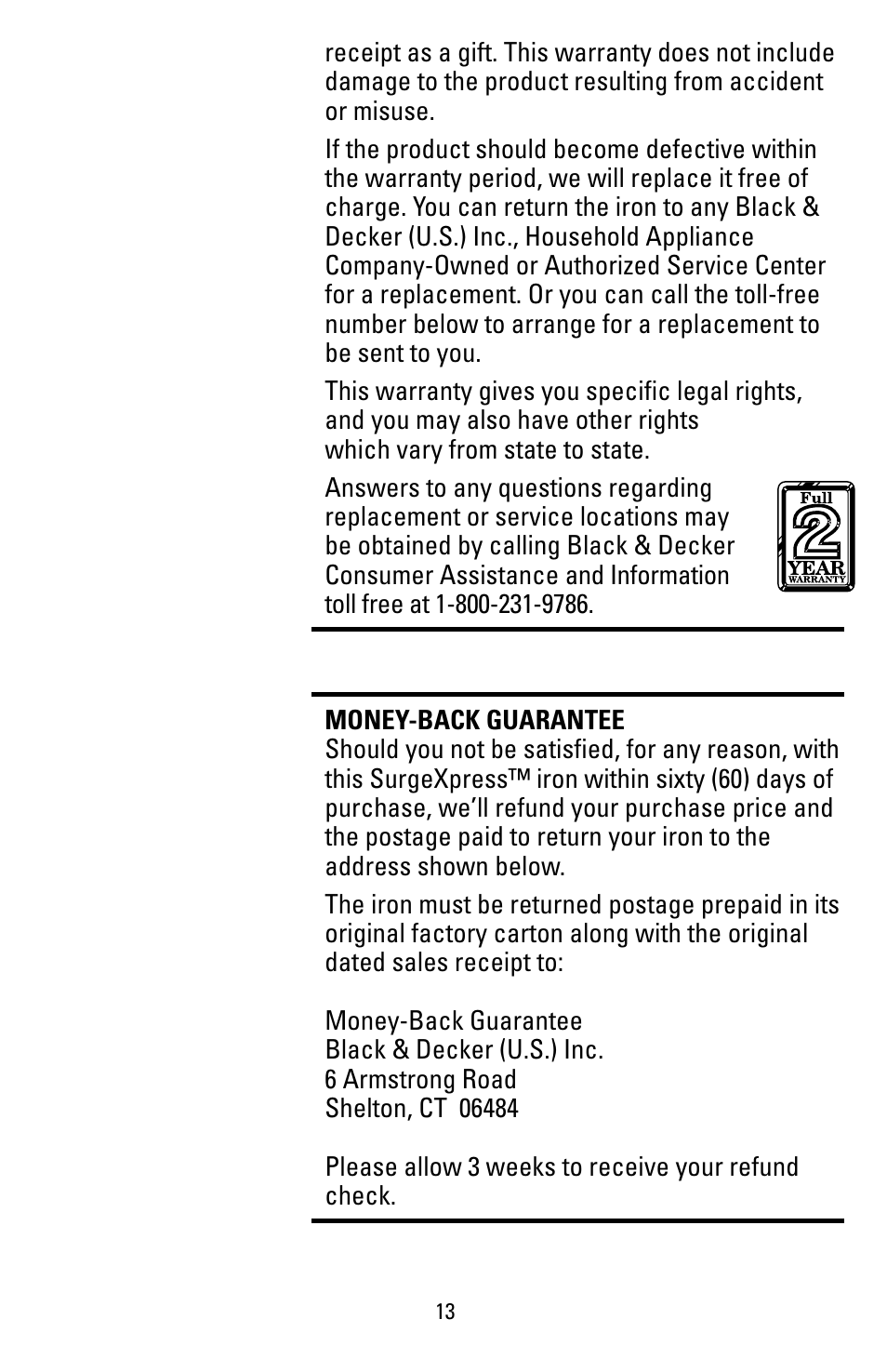 Black & Decker F855 User Manual | Page 13 / 16