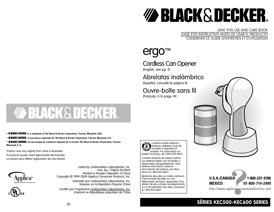 Black & Decker KEC600 User Manual | 10 pages