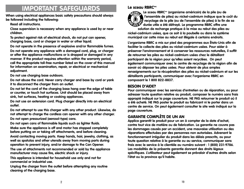 Important safeguards | Black & Decker KEC600 User Manual | Page 2 / 10