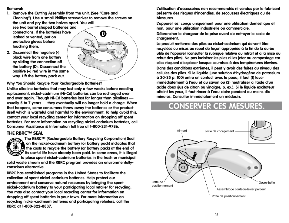 Conserver ces mesures | Black & Decker KEC600 User Manual | Page 4 / 10