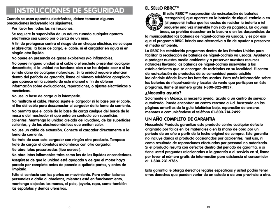 Instrucciones de seguridad | Black & Decker KEC600 User Manual | Page 5 / 10