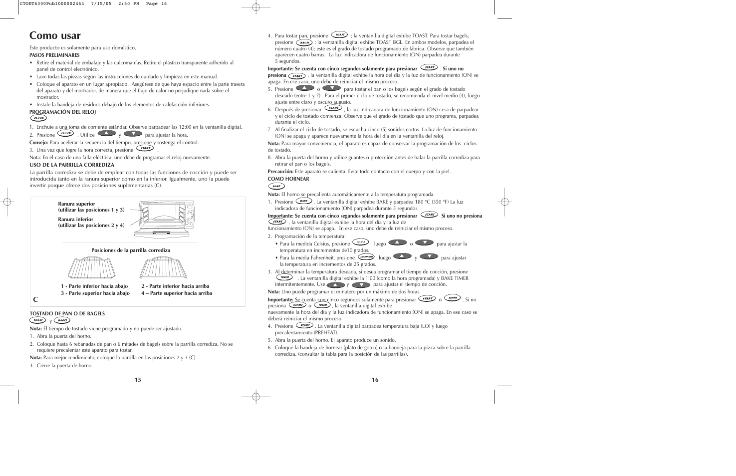 Como usar | Black & Decker CTOKT6300 User Manual | Page 9 / 19