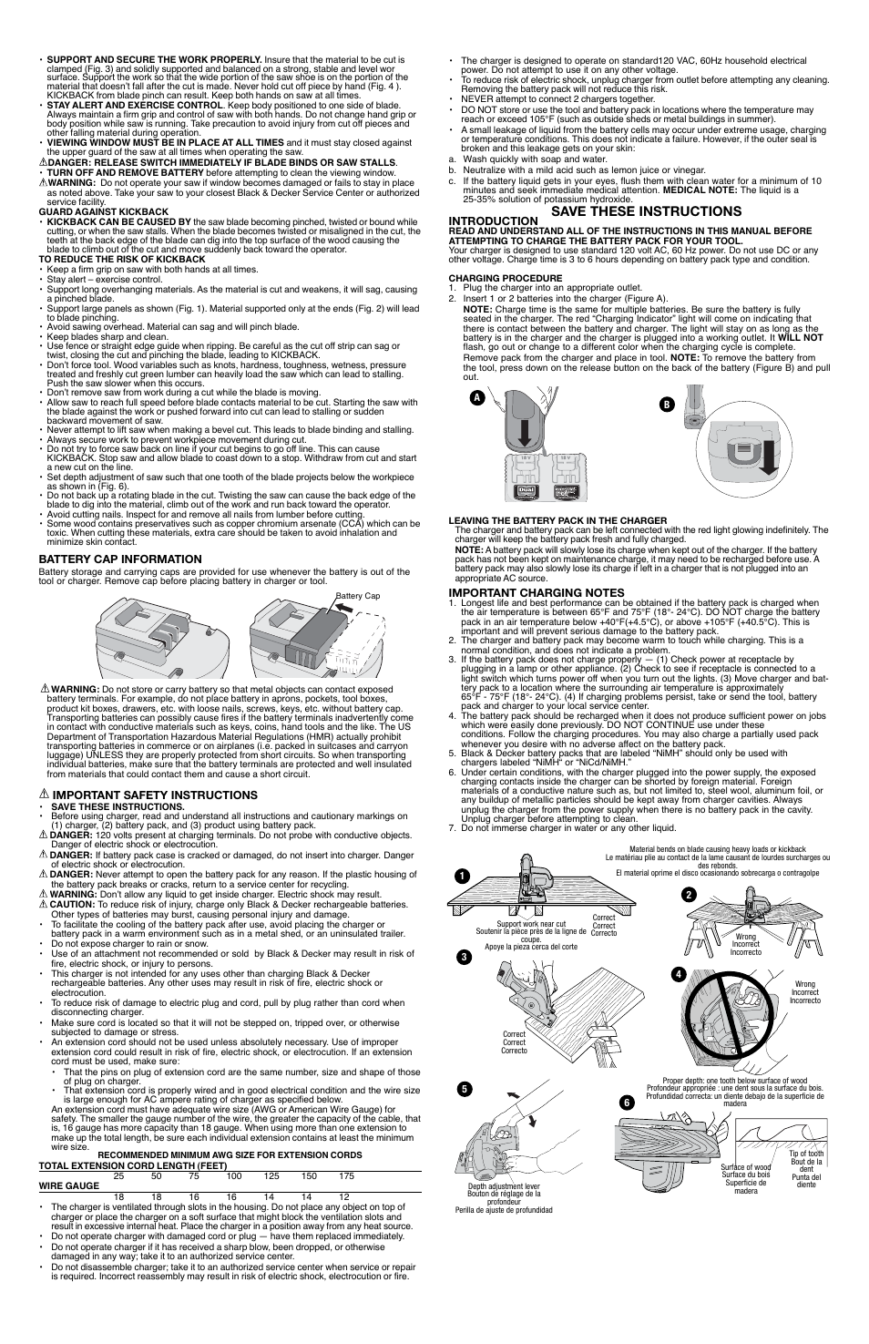 Save these instructions | Black & Decker FS2400CS User Manual | Page 2 / 9