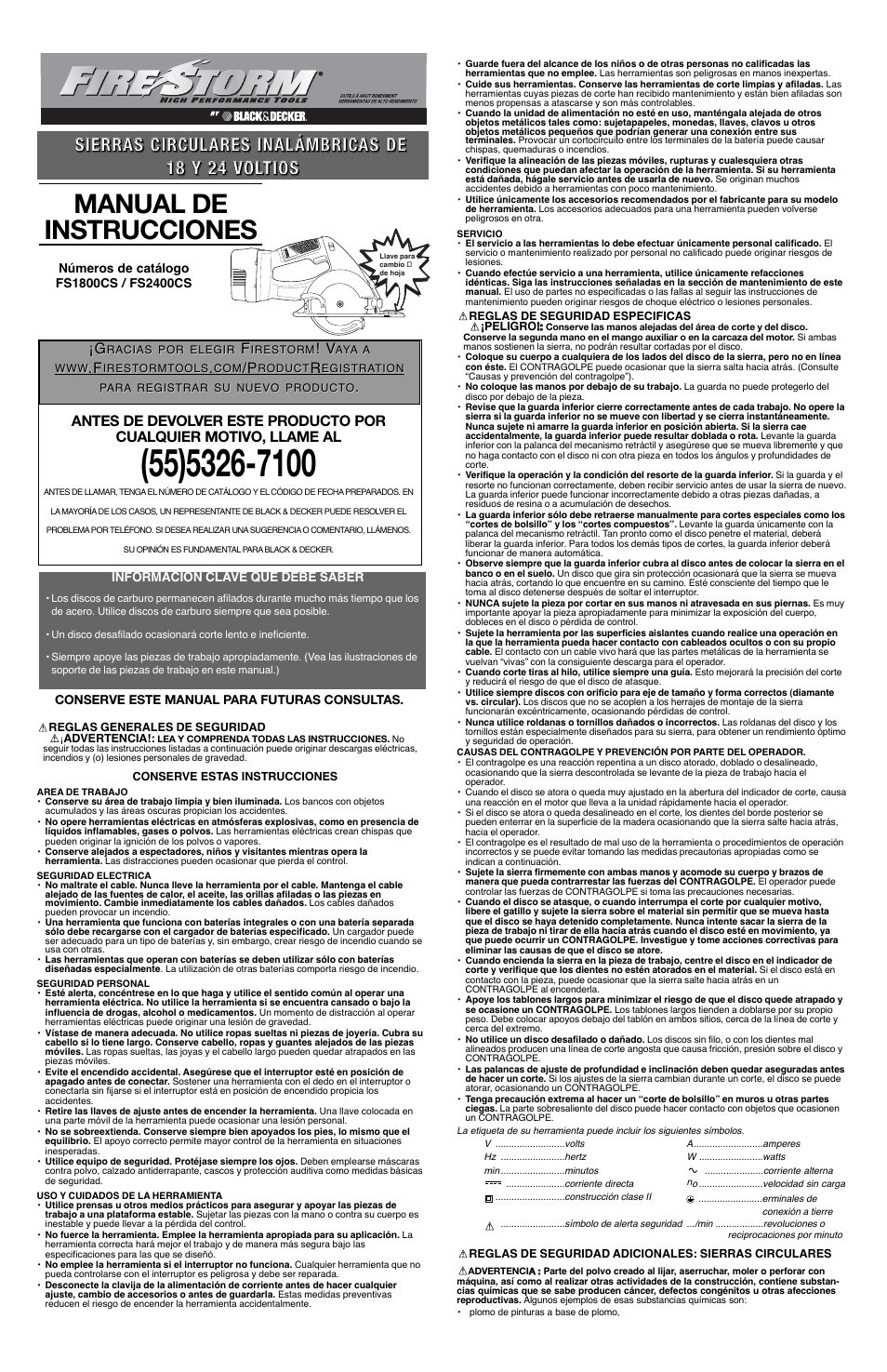 Manual de instrucciones | Black & Decker FS2400CS User Manual | Page 7 / 9