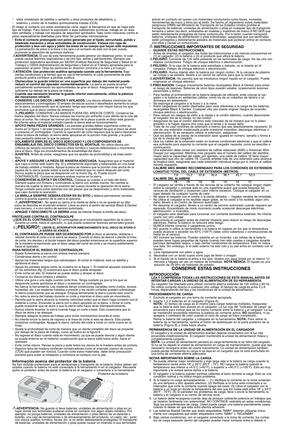 Peligro, Conserve estas instrucciones | Black & Decker FS2400CS User Manual | Page 8 / 9