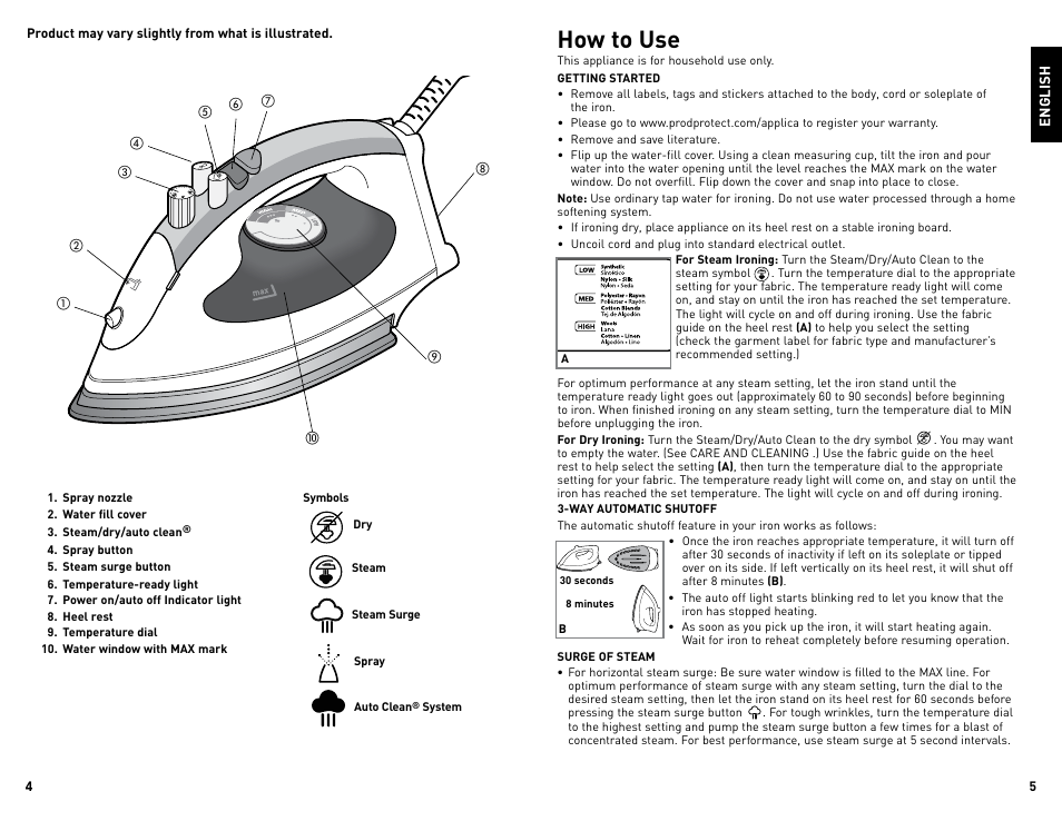 How to use | Black & Decker STEAMADVANTAGE IR008SNA User Manual | Page 3 / 11