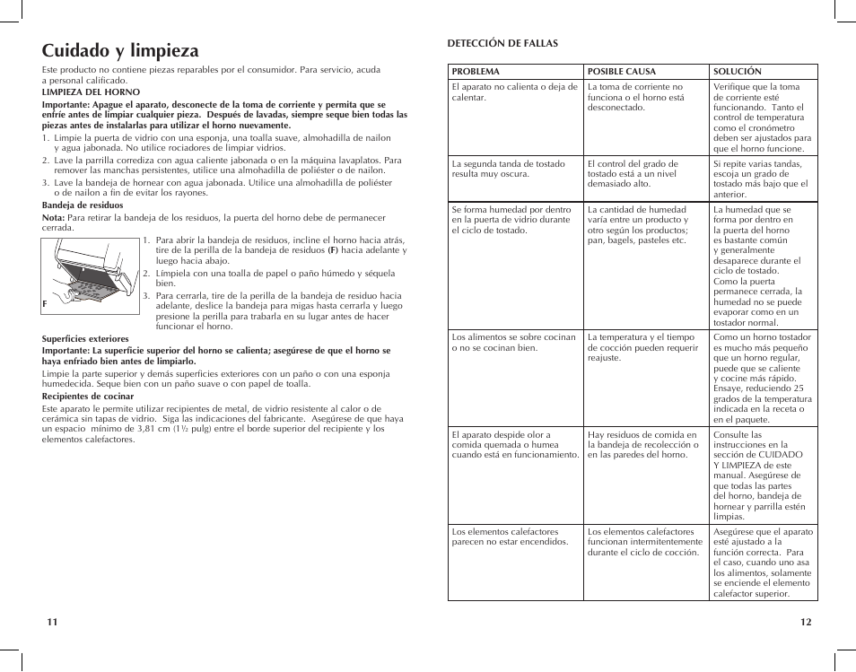 Cuidado y limpieza | Black & Decker TRO421 User Manual | Page 7 / 15