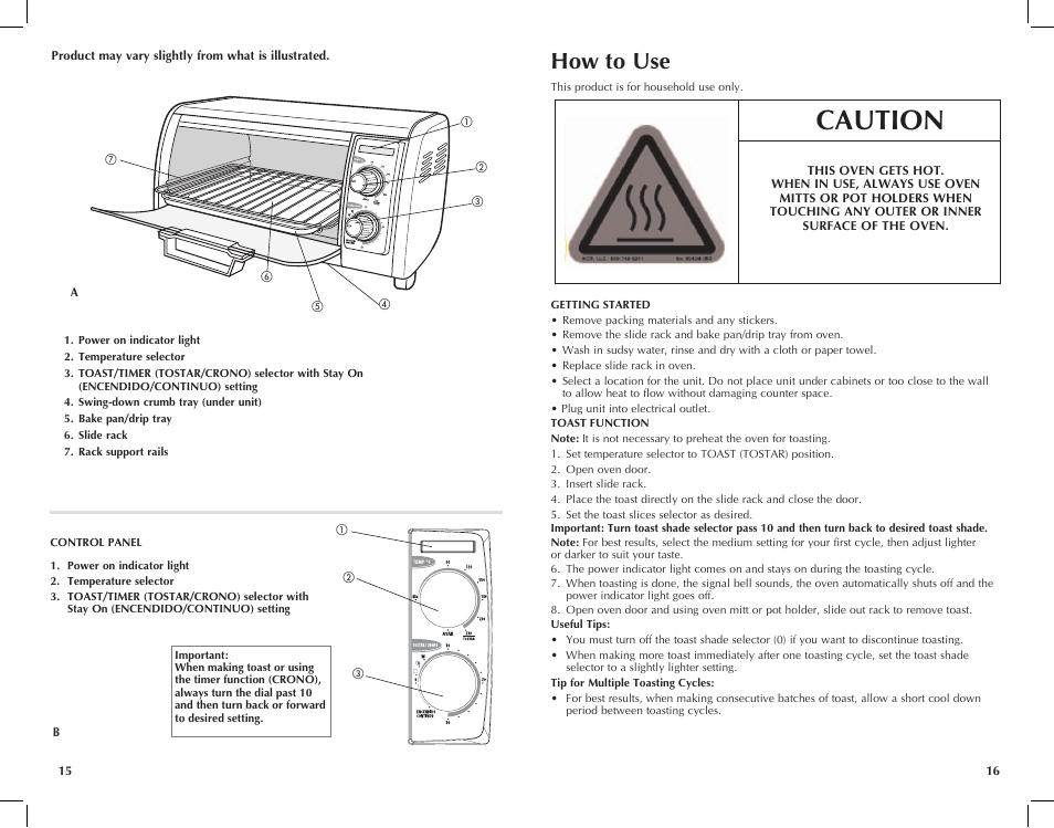 Caution, How to use | Black & Decker TRO421 User Manual | Page 9 / 15