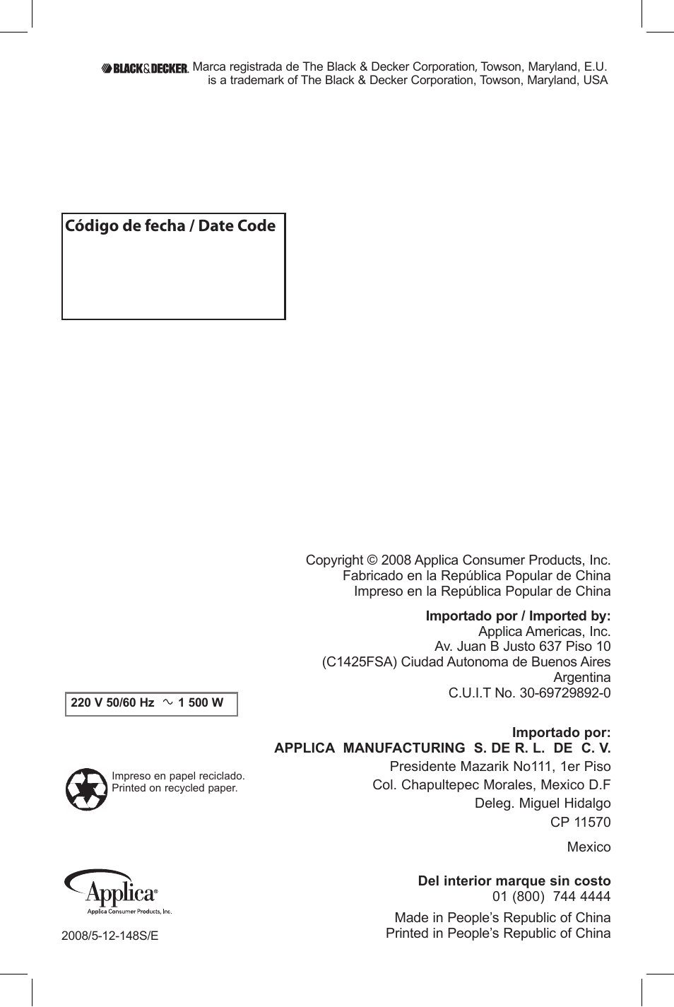 Black & Decker D1691KT User Manual | Page 11 / 11