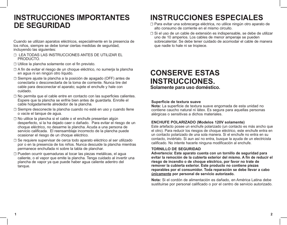 Instrucciones importantes de seguridad, Conserve estas instrucciones, Instrucciones especiales | Black & Decker D1691KT User Manual | Page 2 / 11