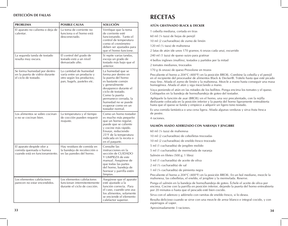 Recetas | Black & Decker Perfect Broil CTO4300W User Manual | Page 18 / 33