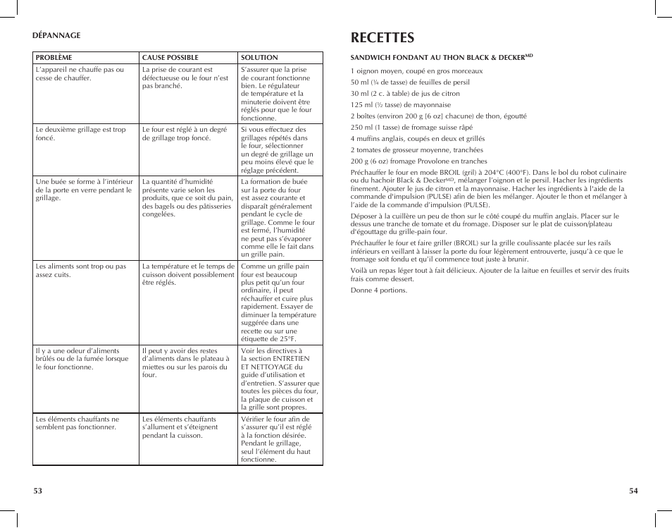 Recettes | Black & Decker Perfect Broil CTO4300W User Manual | Page 28 / 33