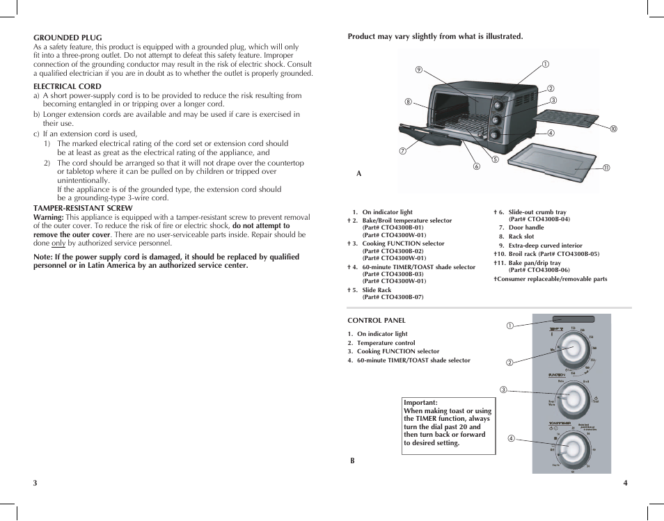 Black & Decker Perfect Broil CTO4300W User Manual | Page 3 / 33