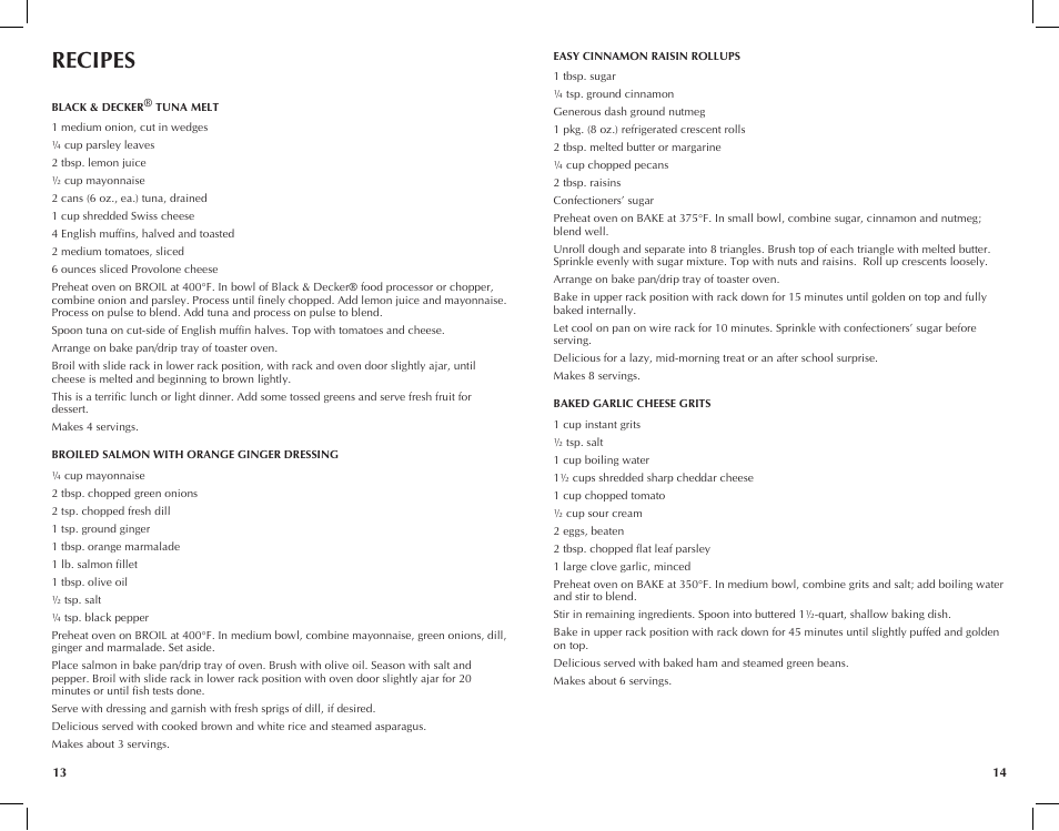 Recipes | Black & Decker Perfect Broil CTO4300W User Manual | Page 8 / 33
