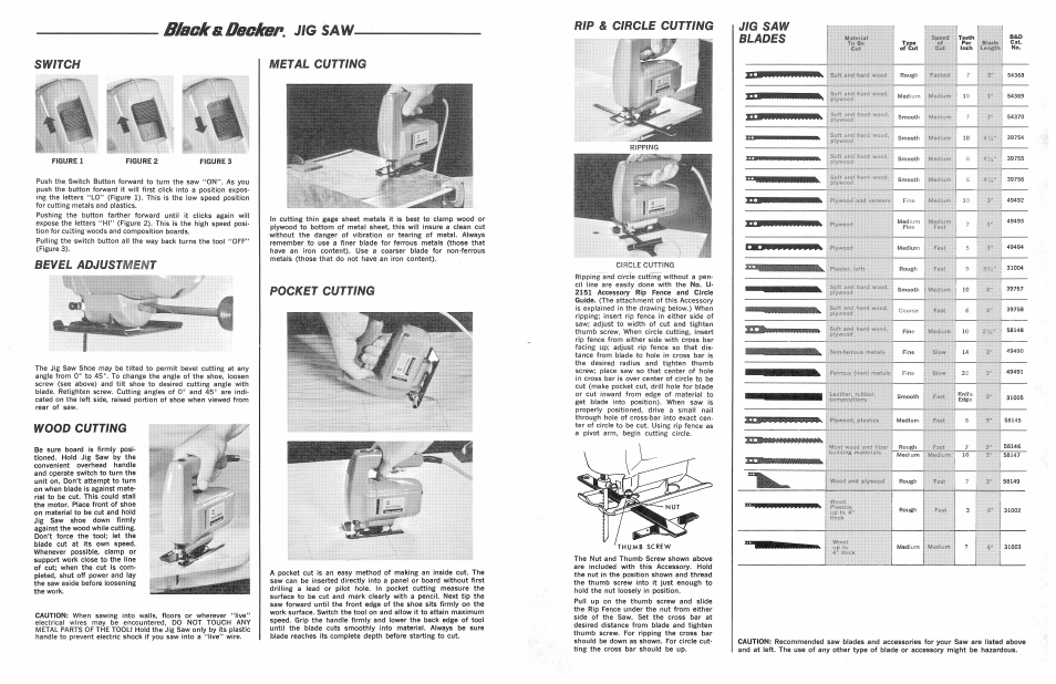 Bbok a decker, jig saw, Switch, Metal cutting | Ivood cutting, Rip & circle cutting, Bbok a decker, Switch metal cutting | Black & Decker 722066 User Manual | Page 2 / 2