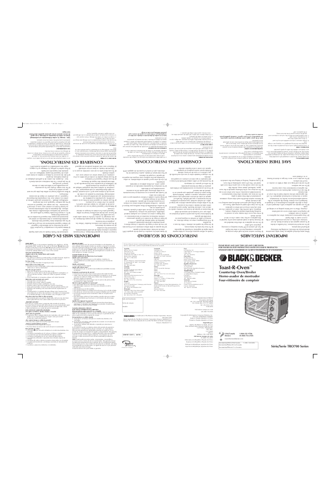 Black & Decker TOAST-R-OVENTM TRO700 User Manual | 2 pages