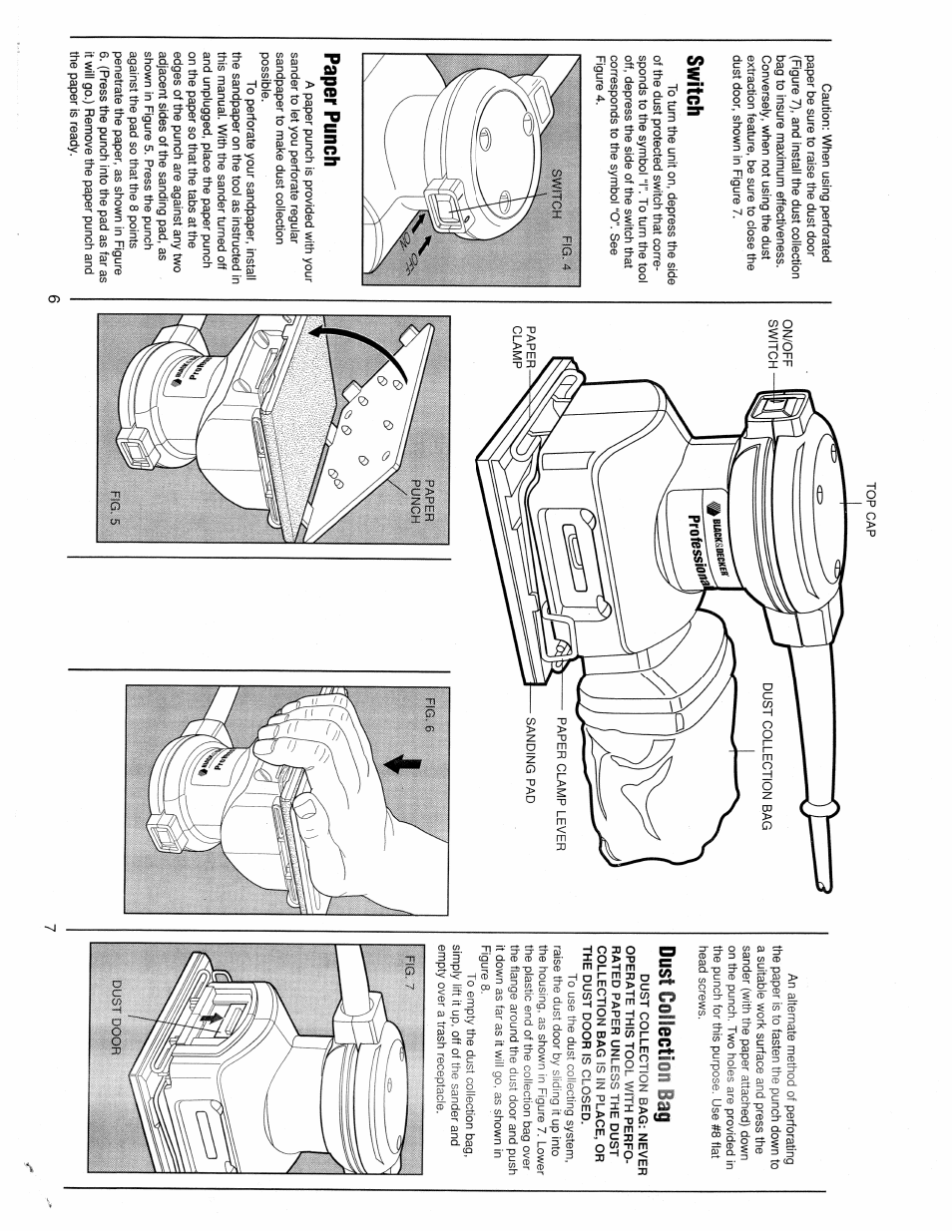 Switch, Paper punch, Dust collectioi | I bag | Black & Decker 4011 User Manual | Page 6 / 6