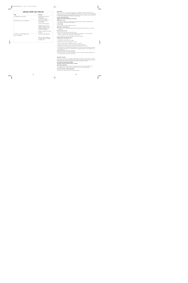 Detección de fallas | Black & Decker VC2000 User Manual | Page 11 / 13