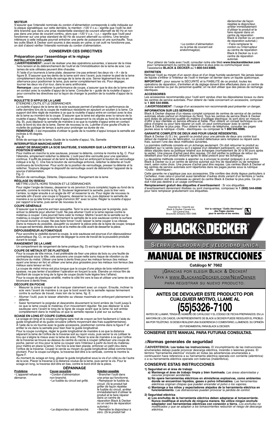 Manual de instrucciones | Black & Decker 7662 User Manual | Page 4 / 6