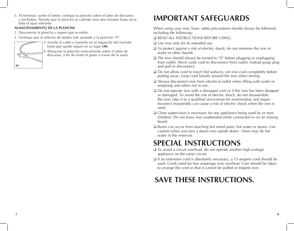Important safeguards, Special instructions, Save these instructions | Black & Decker F990 User Manual | Page 5 / 11