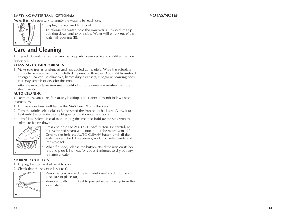 Care and cleaning | Black & Decker F990 User Manual | Page 8 / 11