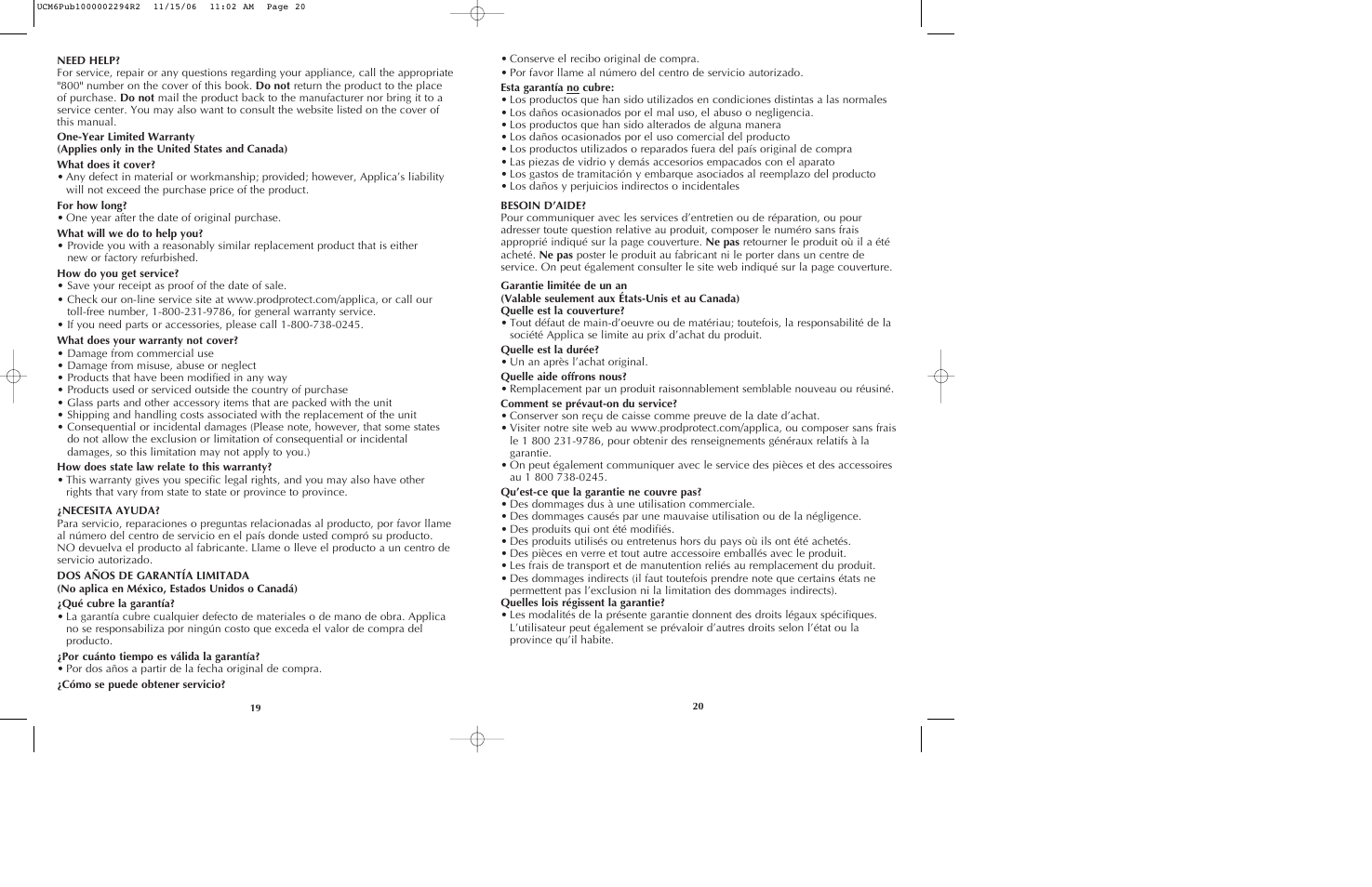 Black & Decker UCM6 User Manual | Page 11 / 13