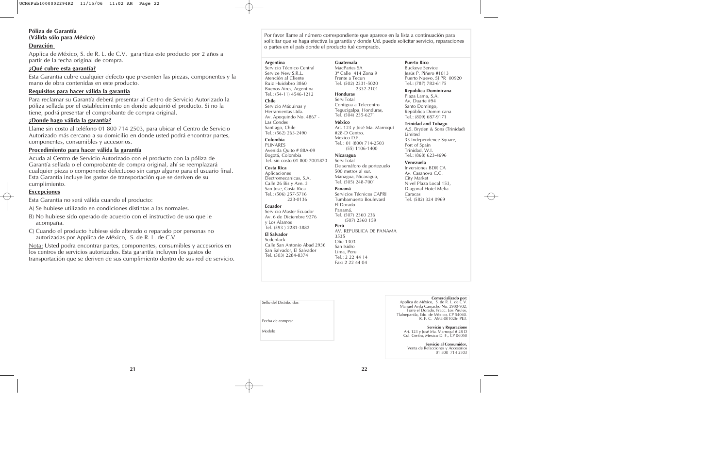 Black & Decker UCM6 User Manual | Page 12 / 13