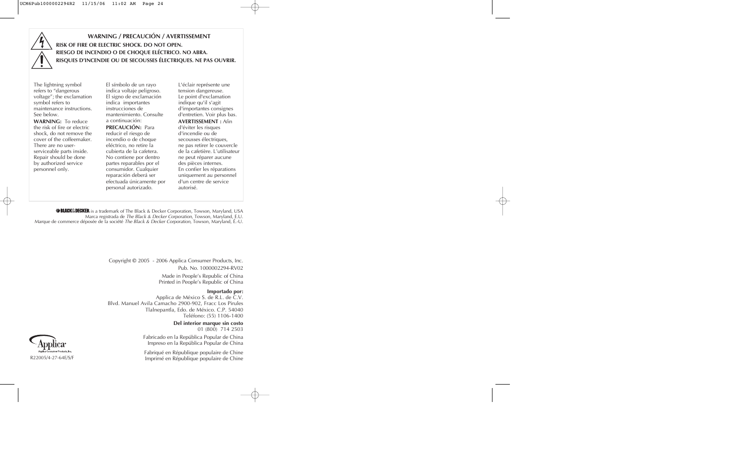 Black & Decker UCM6 User Manual | Page 13 / 13
