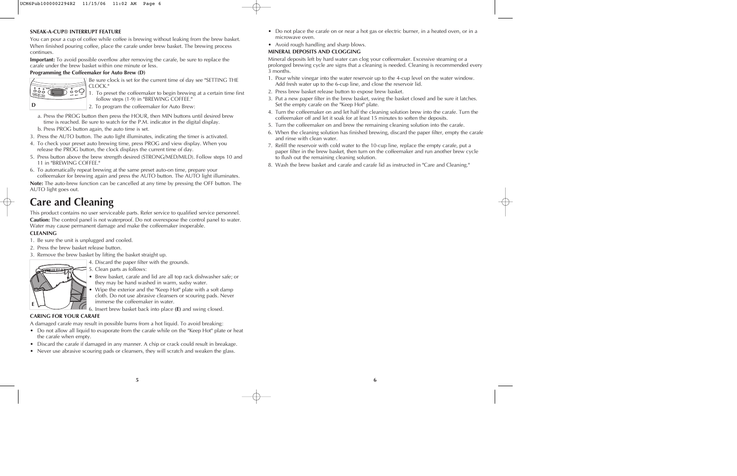 Care and cleaning | Black & Decker UCM6 User Manual | Page 4 / 13
