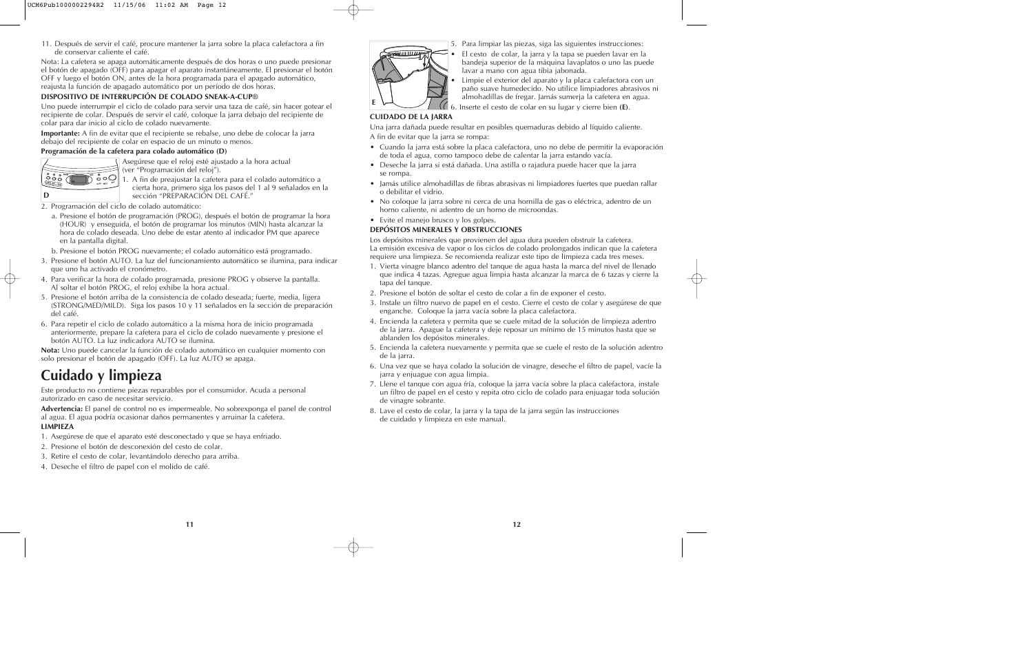 Cuidado y limpieza | Black & Decker UCM6 User Manual | Page 7 / 13