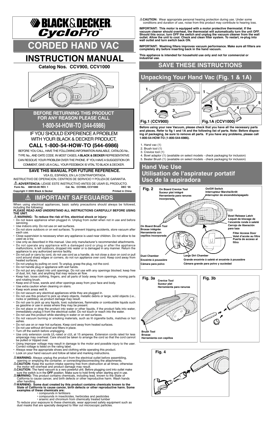 Black & Decker CCV1000 User Manual | 4 pages