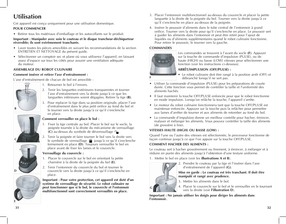 Utilisation | Black & Decker FP2500ikt User Manual | Page 17 / 25