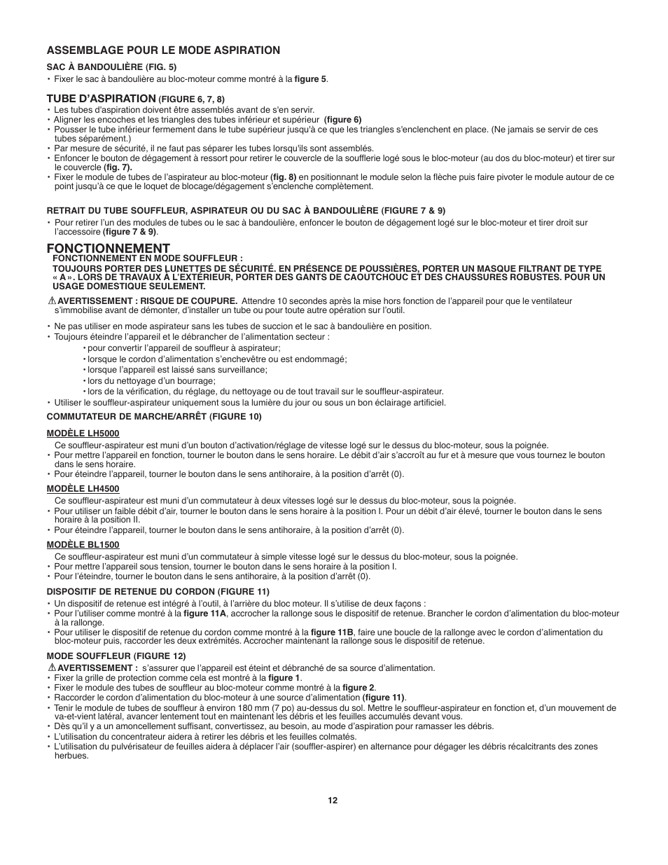 Fonctionnement | Black & Decker 90538065 User Manual | Page 12 / 20