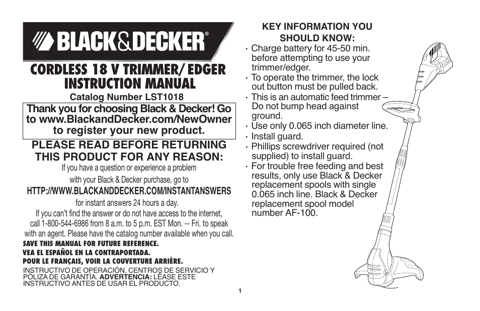 Black & Decker LST1018 User Manual | 52 pages