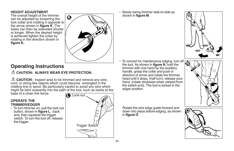 Operating instructions, Om n k | Black & Decker LST1018 User Manual | Page 11 / 52