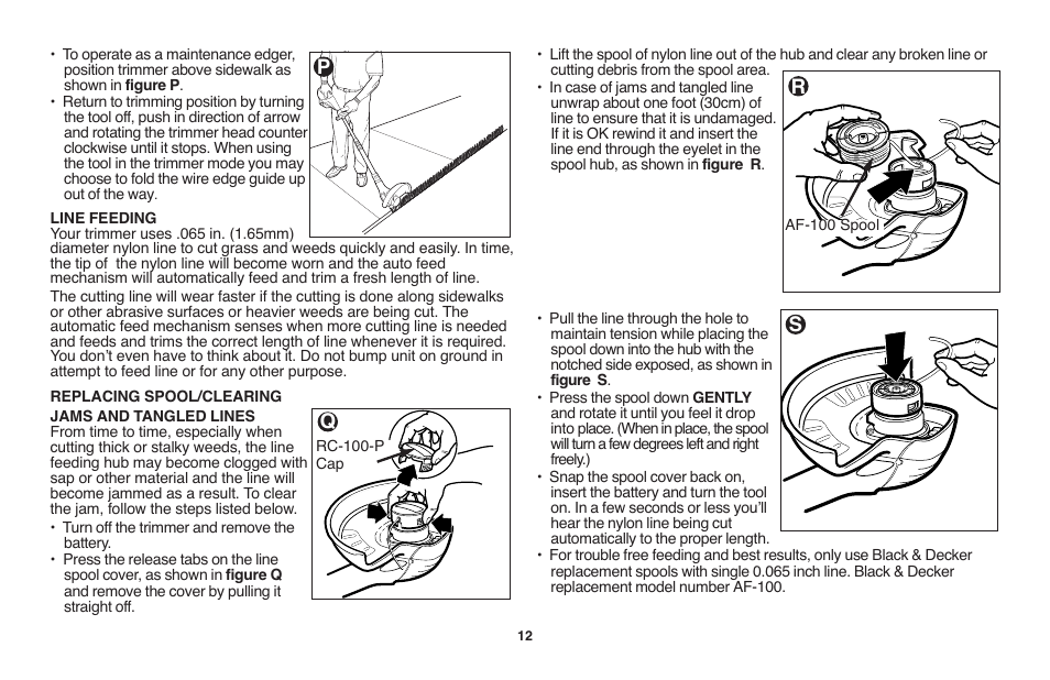 Rs q p | Black & Decker LST1018 User Manual | Page 12 / 52