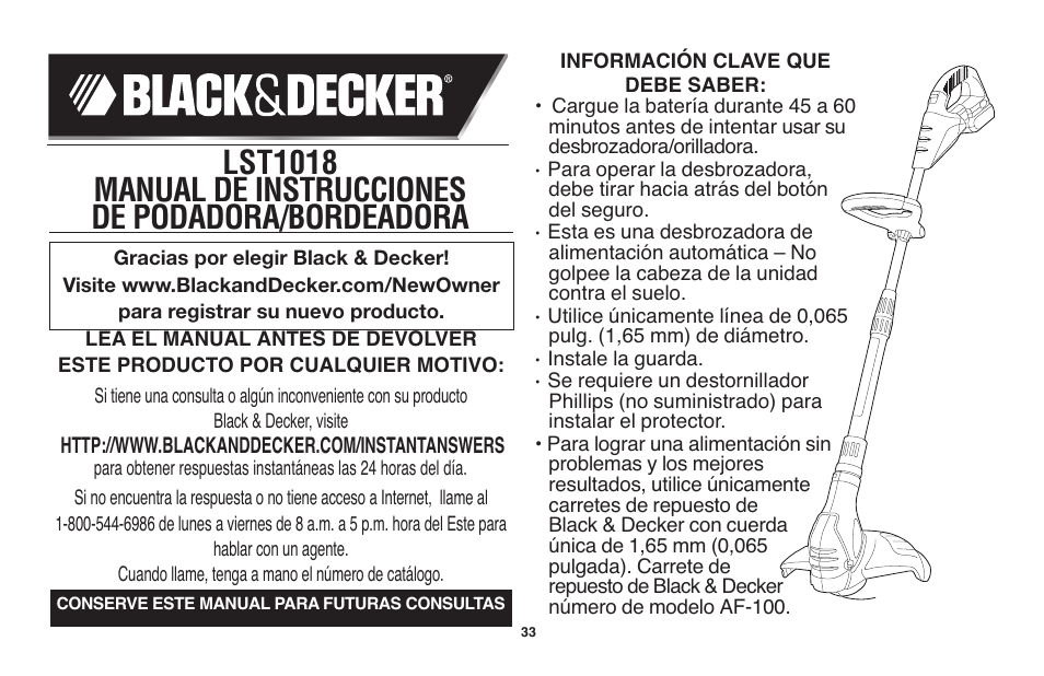 Black & Decker LST1018 User Manual | Page 33 / 52