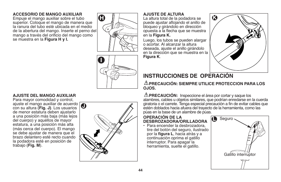 Instrucciones de operación | Black & Decker LST1018 User Manual | Page 44 / 52