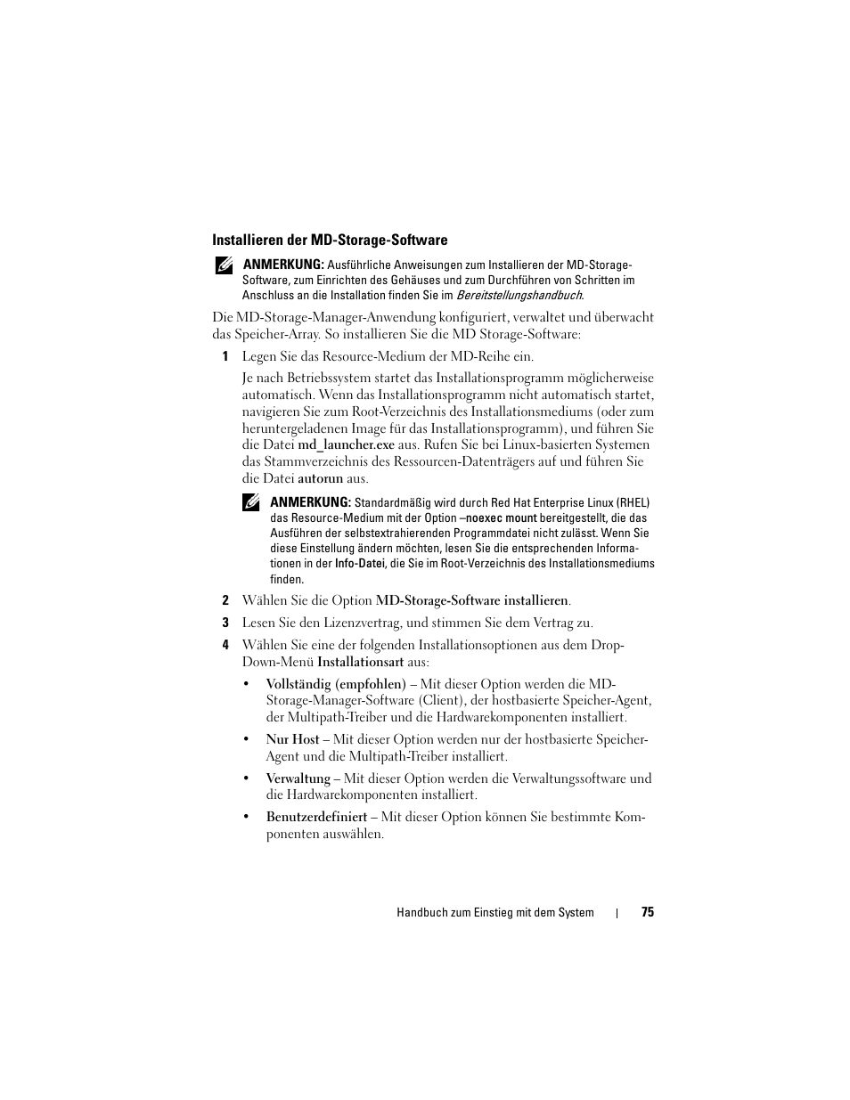 Installieren der md-storage-software | Dell POWERVAULT MD3600F User Manual | Page 77 / 222