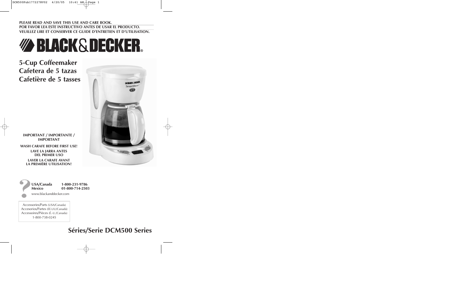 Black & Decker DCM500 Series User Manual | 13 pages