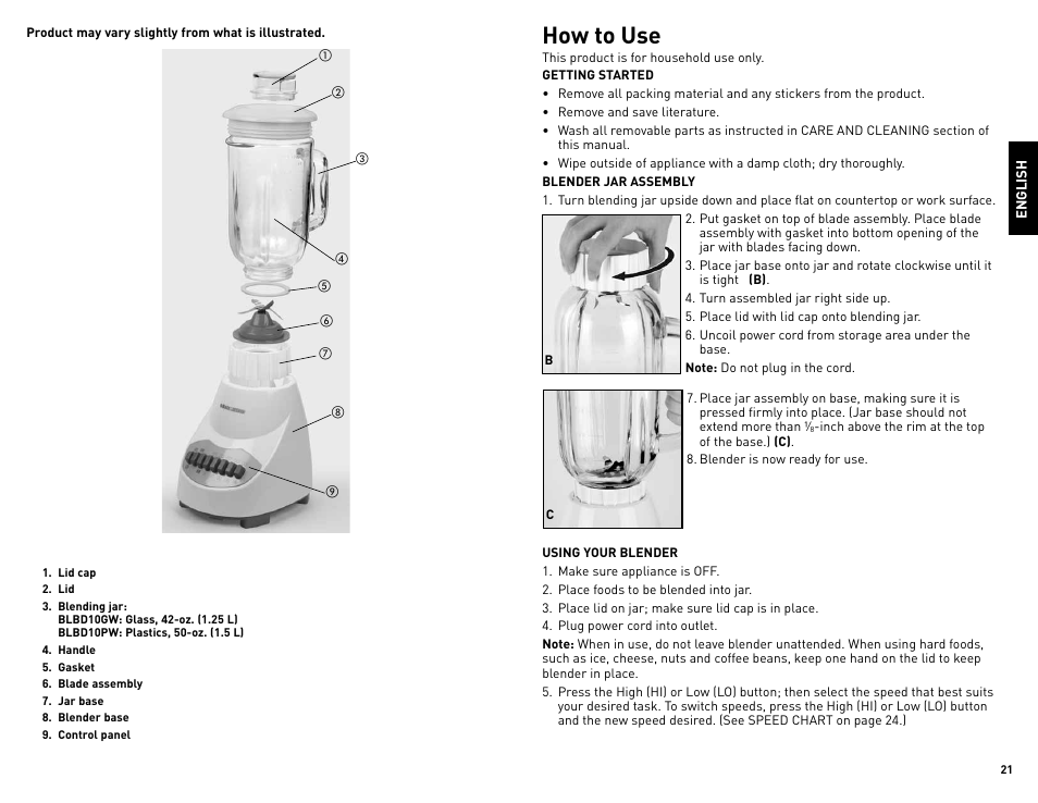 How to use | Black & Decker BLBD10GWUC User Manual | Page 11 / 17