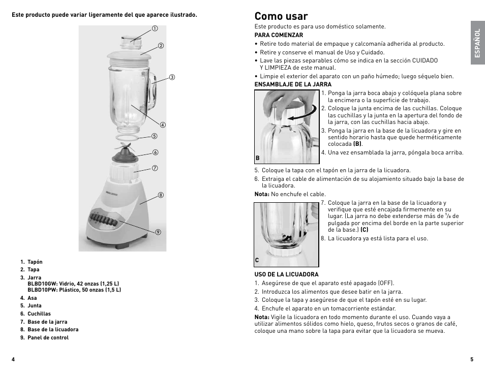 Como usar | Black & Decker BLBD10GWUC User Manual | Page 3 / 17