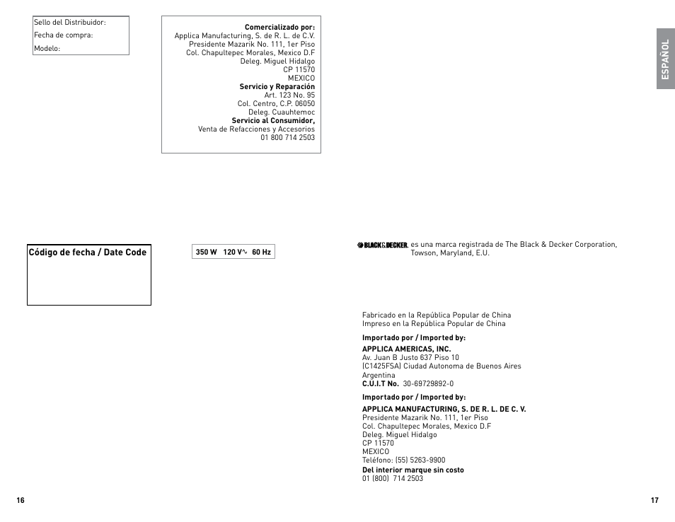 Black & Decker BLBD10GWUC User Manual | Page 9 / 17