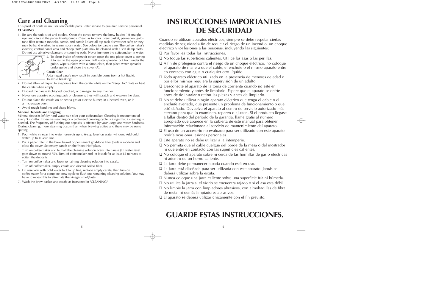 Care and cleaning | Black & Decker ABD100 User Manual | Page 4 / 13