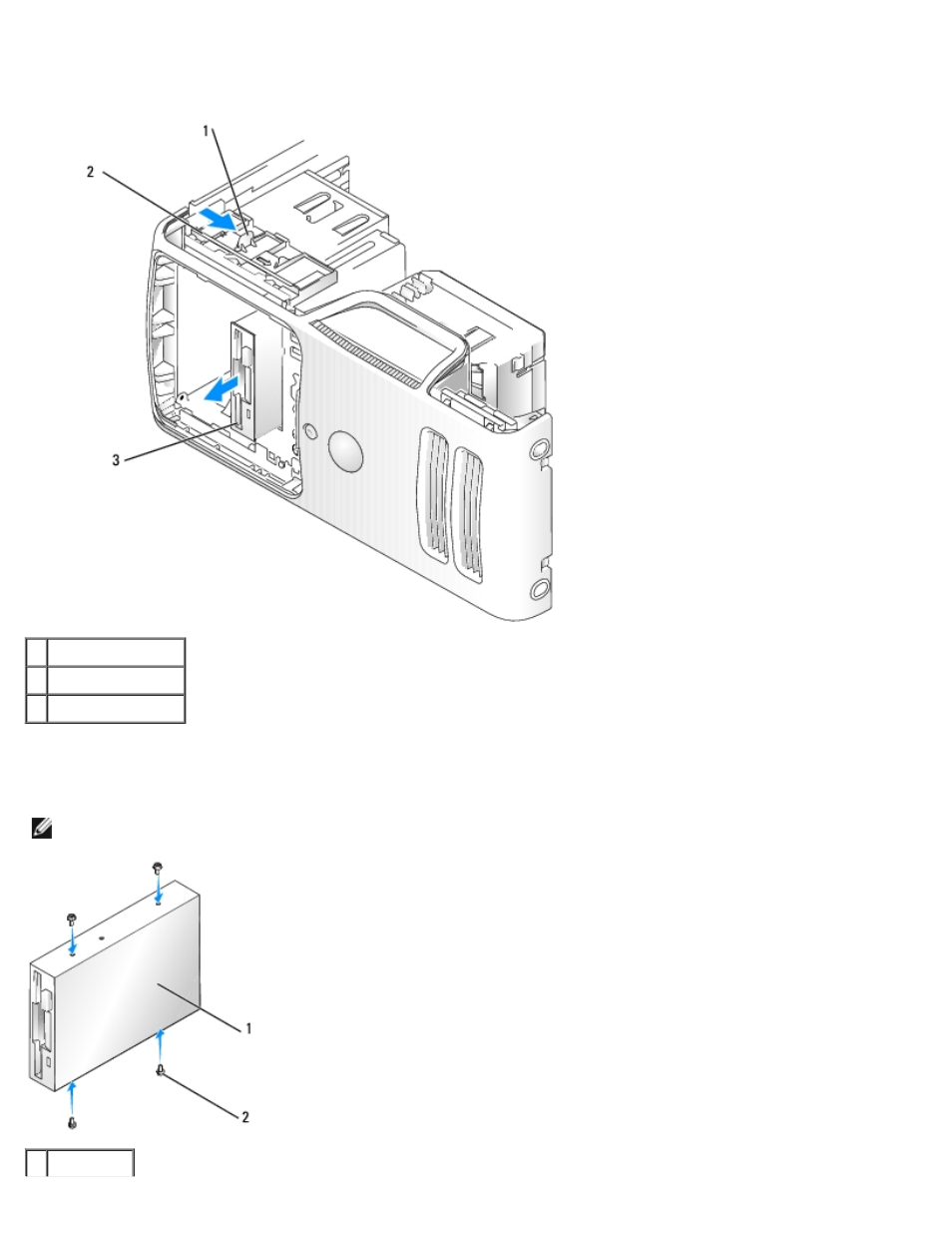 Installing a floppy drive | Dell Dimension 5150/E510 User Manual | Page 40 / 72