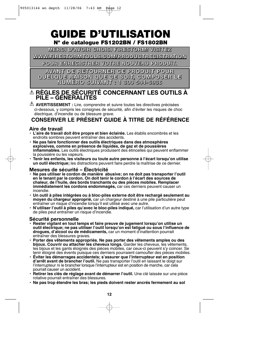 Guide d’utilisation | Black & Decker Fire Storm FS1802BN User Manual | Page 12 / 34