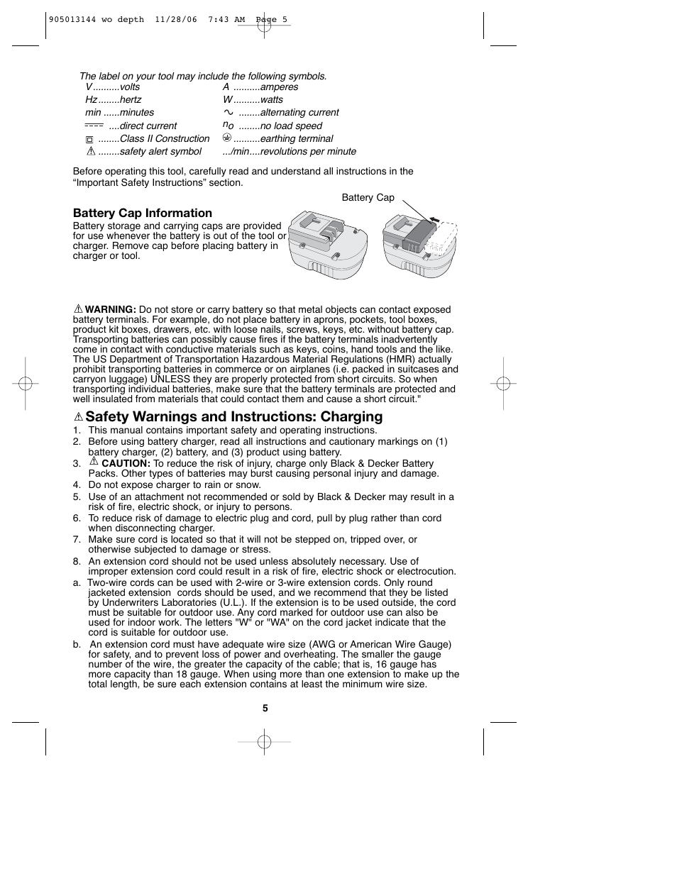Safety warnings and instructions: charging | Black & Decker Fire Storm FS1802BN User Manual | Page 5 / 34