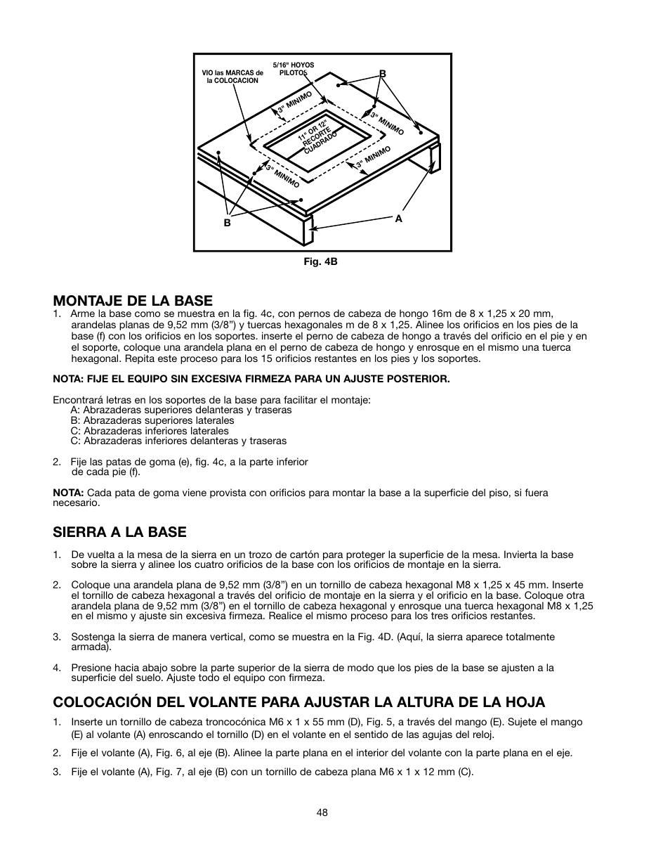 Montaje de la base, Sierra a la base | Black & Decker 489051-00 User Manual | Page 48 / 56