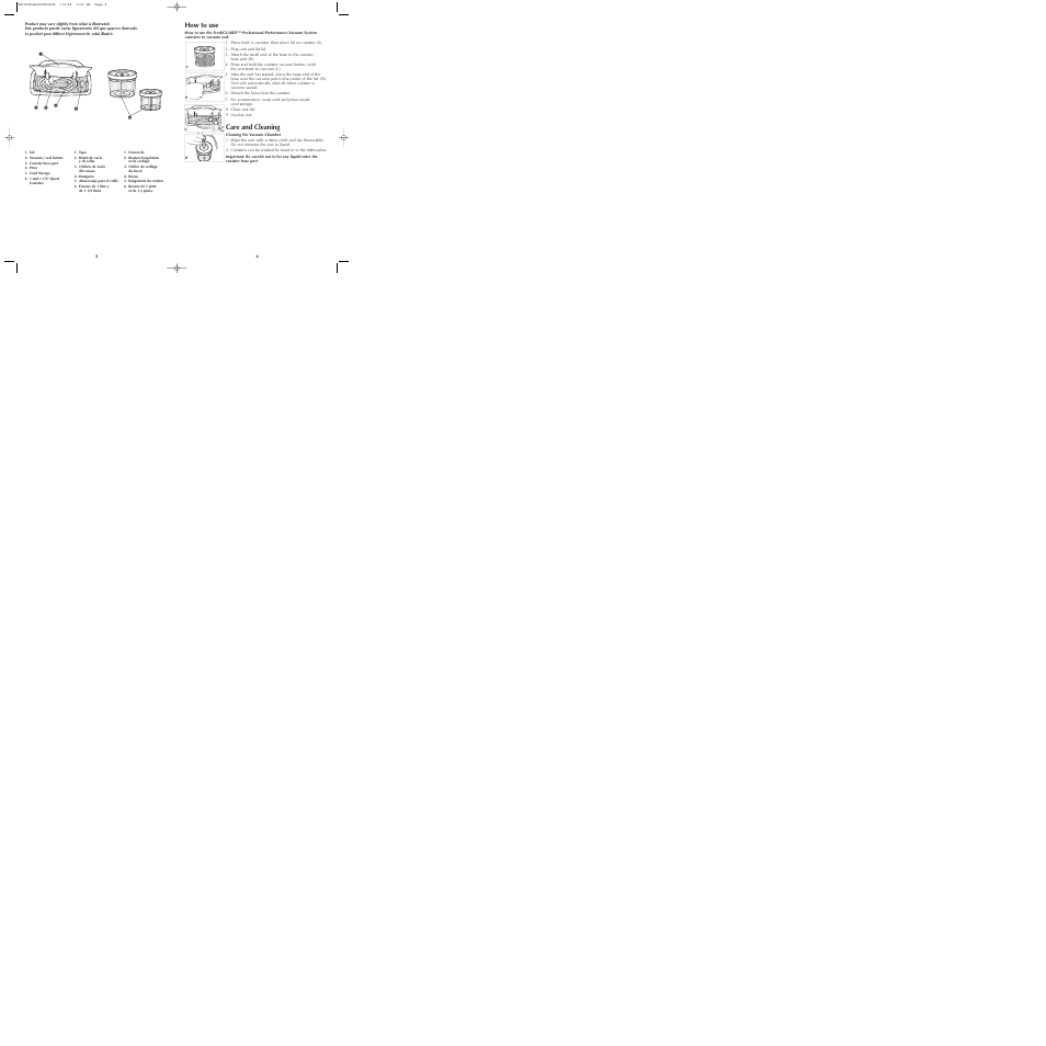 How to use, Care and cleaning | Black & Decker FRESHGUARD VS1300 User Manual | Page 3 / 11